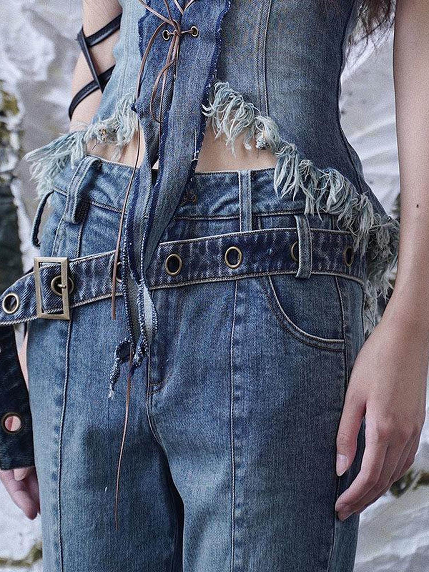 WSW Adjustable 106Cm Durable Denim Blue Canvas Alloy Buckle Youth Casual Belts