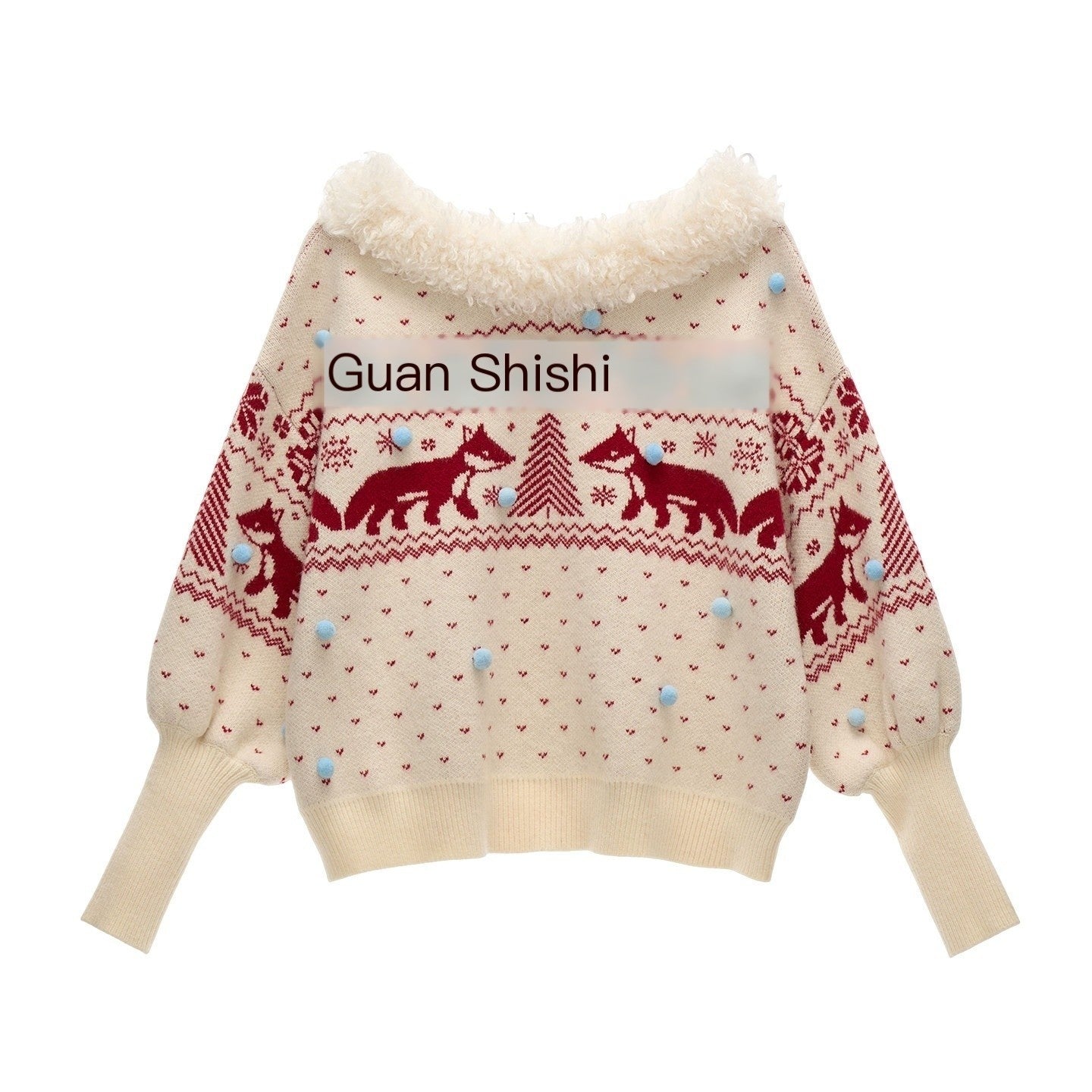 MAMC_Cute_Animal_V-neck_Loose_Fit_Commuter_Pullover_For_Women_Knitwear_Sweaters_MISSTT