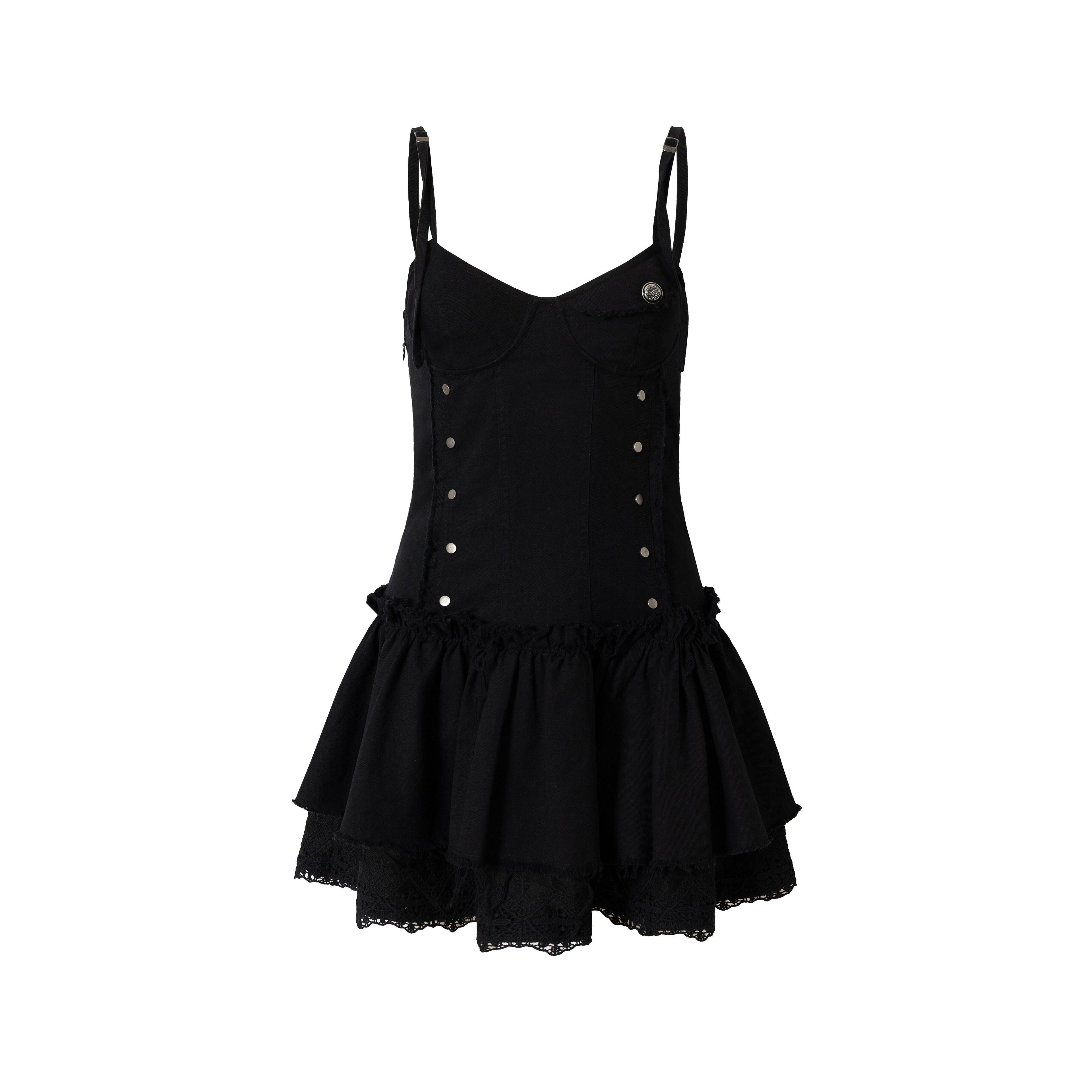 NO_ROMANCE_Washed_Frayed_Hem_Vintage_Punk_Academy_Women'S_Cotton_Slip_Mini_Dresses_MISSTT