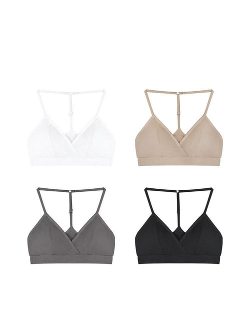 ZERO Backless Halter Slim Knit Cotton Cropped Streetwear Built In Bra Pad Camisoles