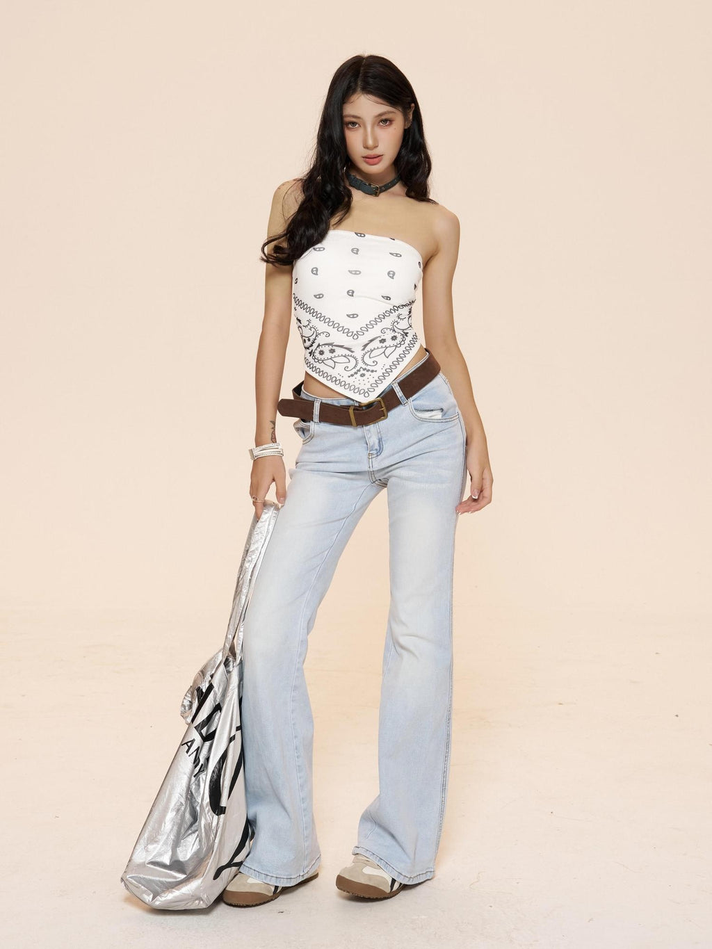 ZERO Built In Pad High Stretch Slim Printed Korean Casual Cropped Women Tube Tops