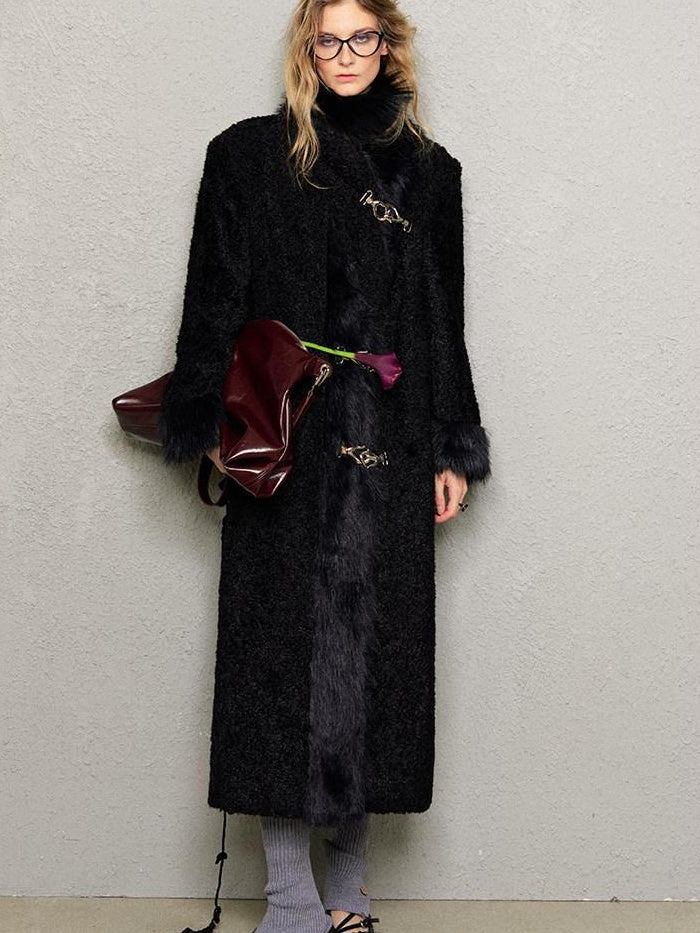 OfAkiva Warm Thick Wool Oversized Commuter Blazer Pocket Women Long Coats