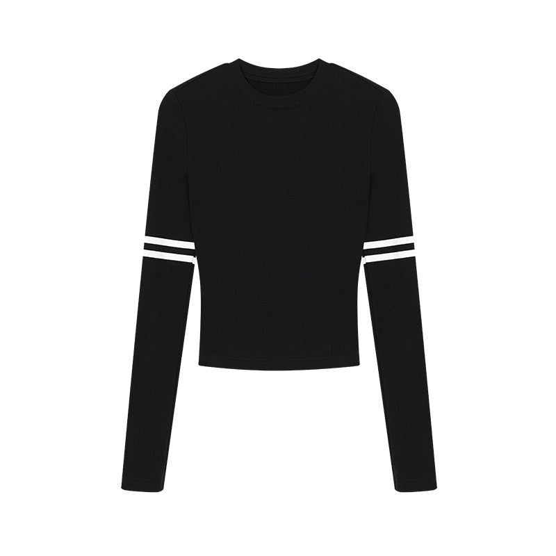 ZERO_Soft_Lyocell_Knit_Long_Sleeve_Slim_Casual_Women_Black_Basic_Crop_Tops_MISSTT