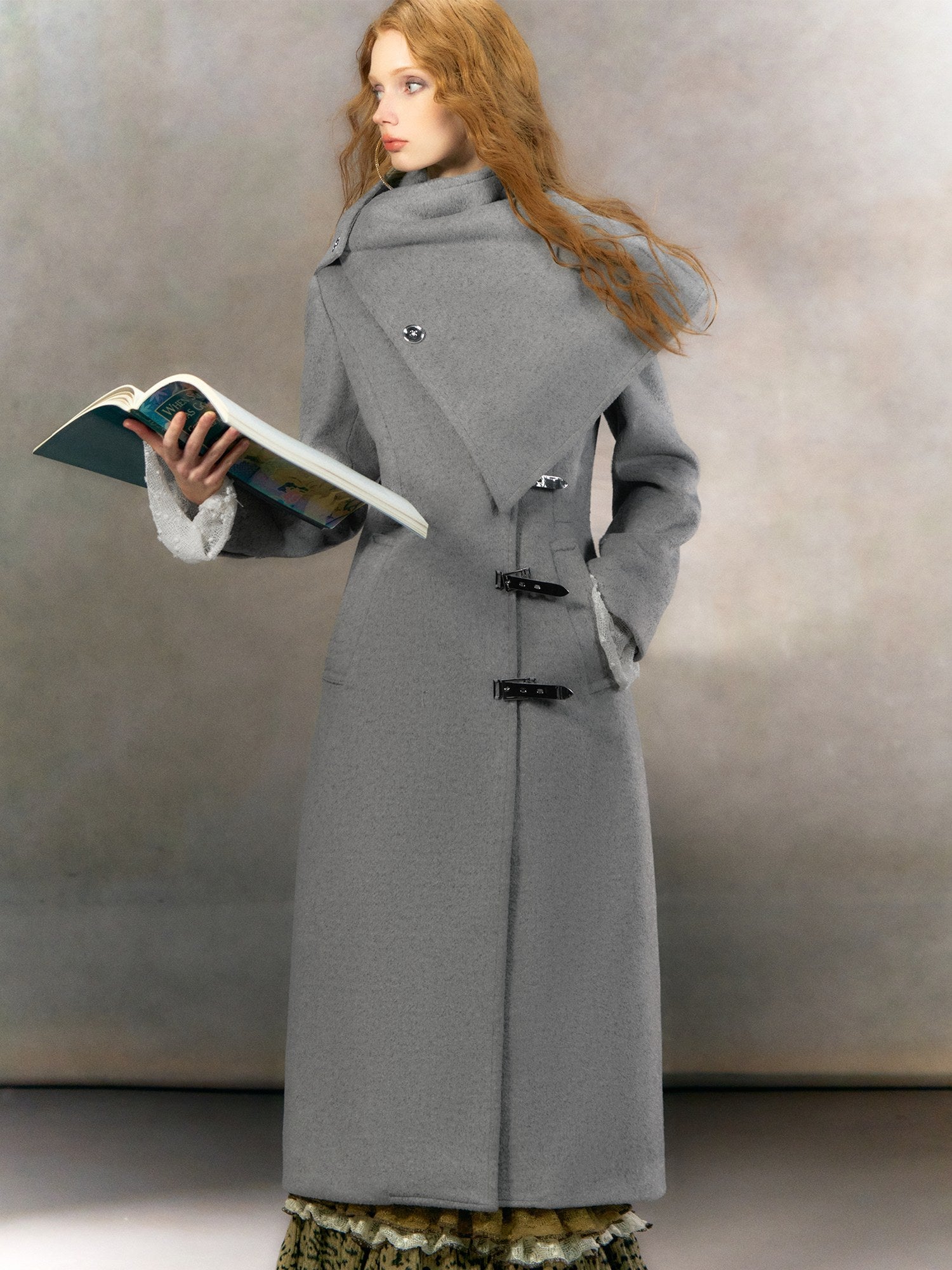 OfAkiva Thick Warm Vintage Slim Fit Midlength Lapel Single Breasted Women Long Coats