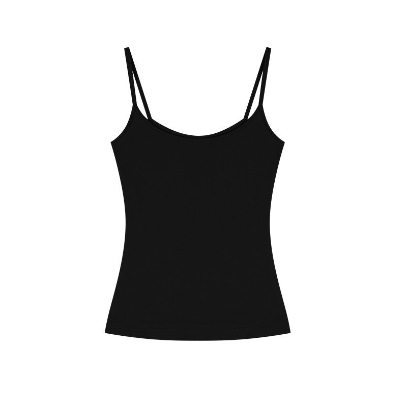 ZERO_Padded_High_Stretch_Cotton_Knitted_Slim_Short_H_Back_Casual_Women_Tank_Camisoles_MISSTT