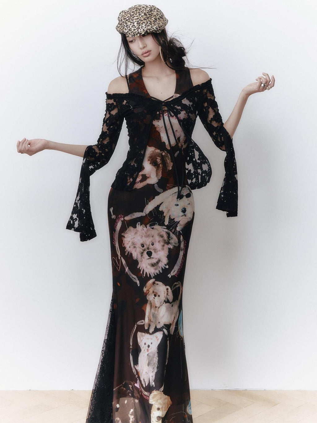 OfAkiva Colorblock V-neck High Waist Slim Long Sleeve Resort Women Maxi Dresses