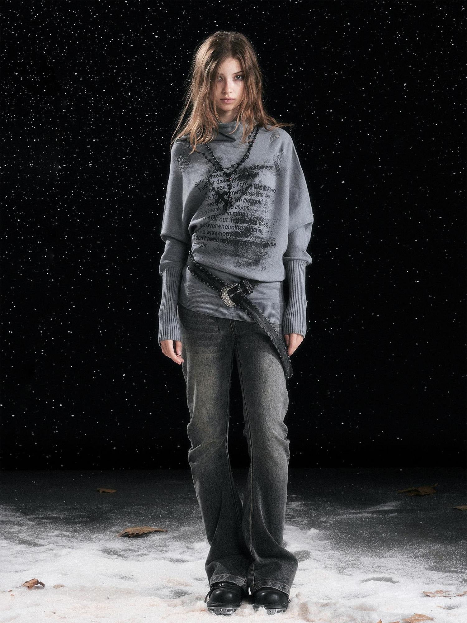 Cest Nous Cozy Thick Loose Fit Office Round Neck Pullover Women Knit Solid Sweaters