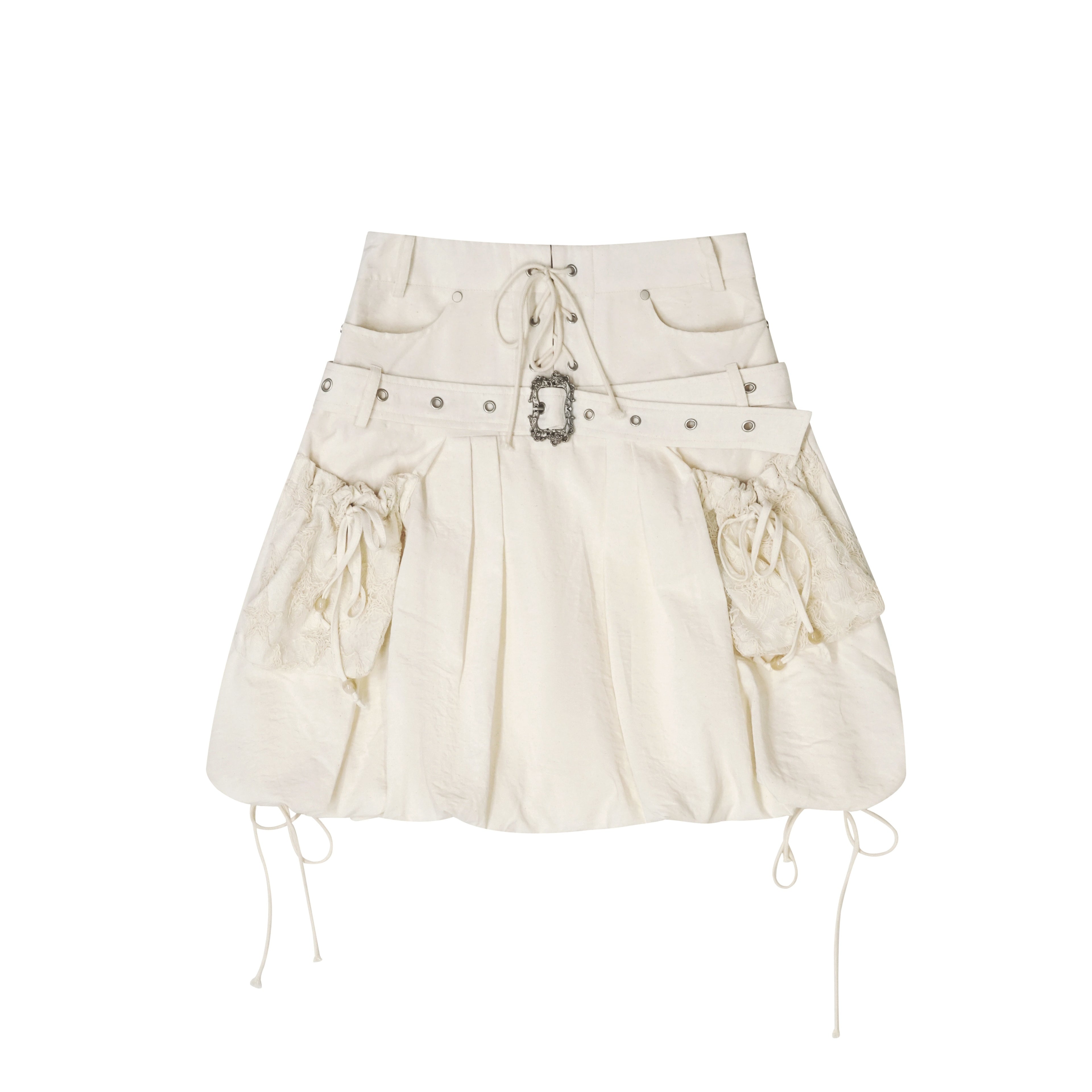 Cest_Nous_Studded_Lace_Up_Punk_Street_Loose_Fit_Mid_Waist_Bubble_Hem_Women_Gray_Midiskirts_MISSTT