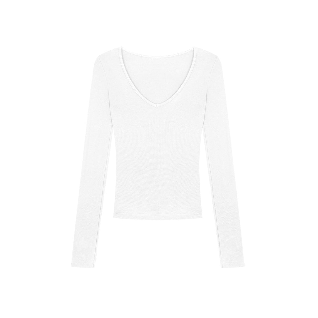 ZERO_Cozy_Viscose_V-neck_Slim_Fit_Casual_Long_Sleeve_Women_Solid_Knitwear_MISSTT