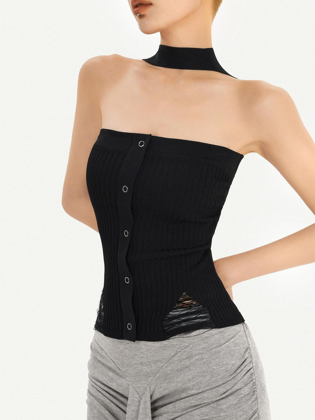 Nico Molly Sleek Slim Fit Street Style Solid Black One Size Youth Crop Tube Tops