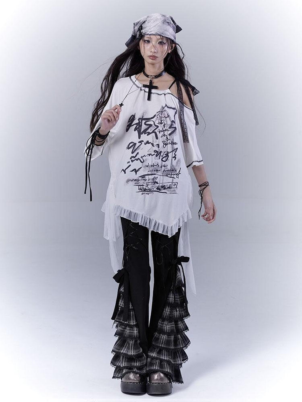 WSW Cotton Rich Print Street Loose Drop Shoulder Unisex White Short Sleeve T-Shirts