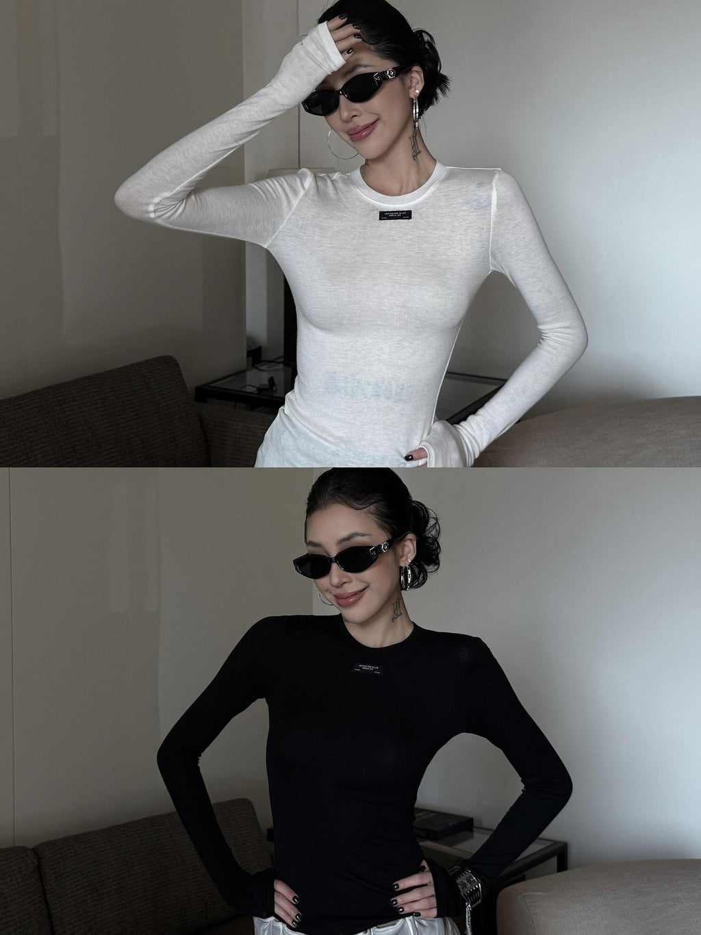 ZERO Breathable Lyocell Slim Fit Casual Crewneck Women Long Sleeve T-Shirts