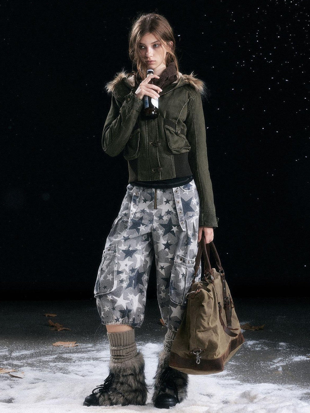 Cest Nous Cotton Padded Hooded Straight Fit Women Workwear Zip Front Olive Croppedjackets