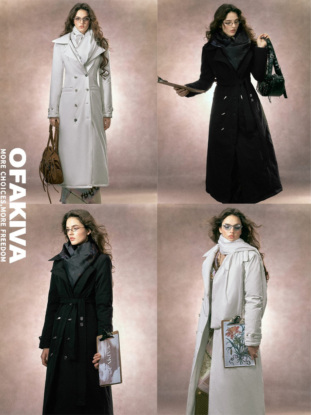 OfAkiva 95 Percent White Duck Down Warm Elegant Mid Length Removable Hood Down Jackets