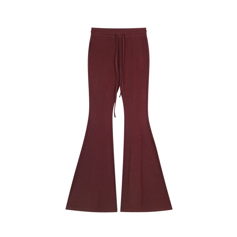 ZERO_Slim_Fit_High_Neck_Long_Sleeve_Red_Viscose_Stretch_Casual_Women_Top_&_Pants_Sets_MISSTT