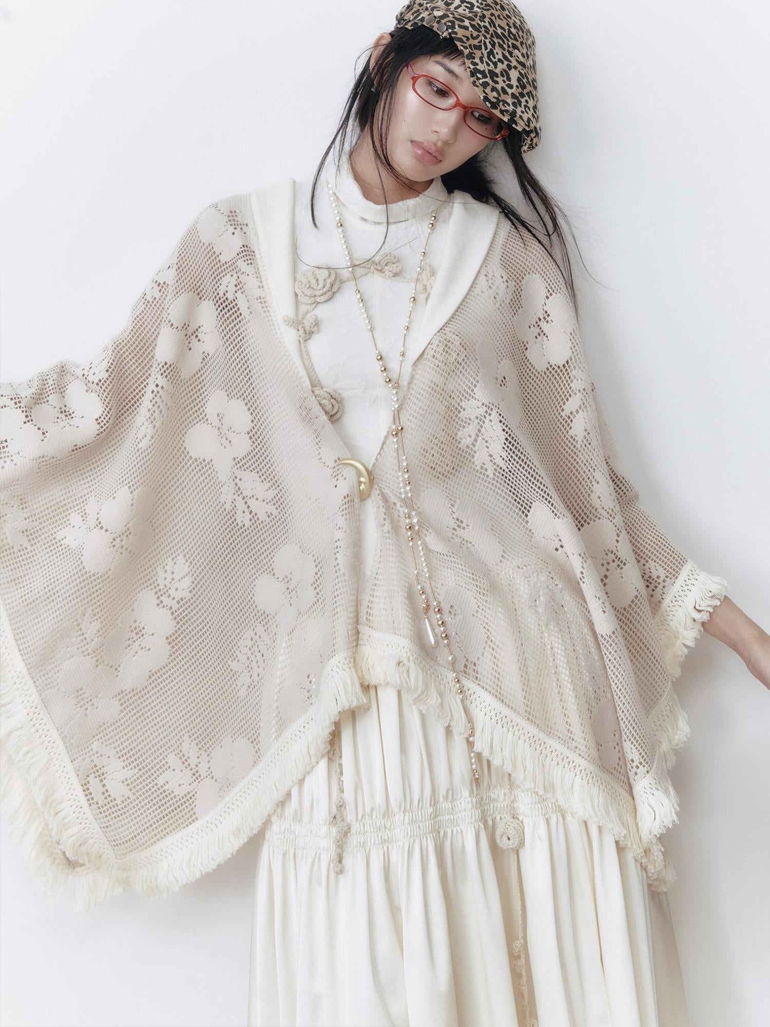 OfAkiva Korean Shawl Patchwork Solid Oversized Scarf Decorative Women Cardigans