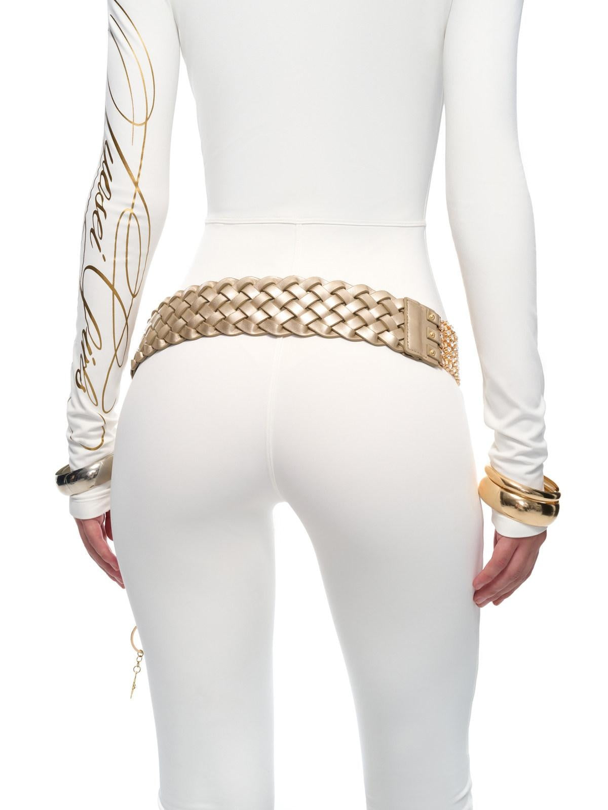 JYOSEI Rhinestone Braided Y2K Double Ring Adjustable Champagne Gold Belts