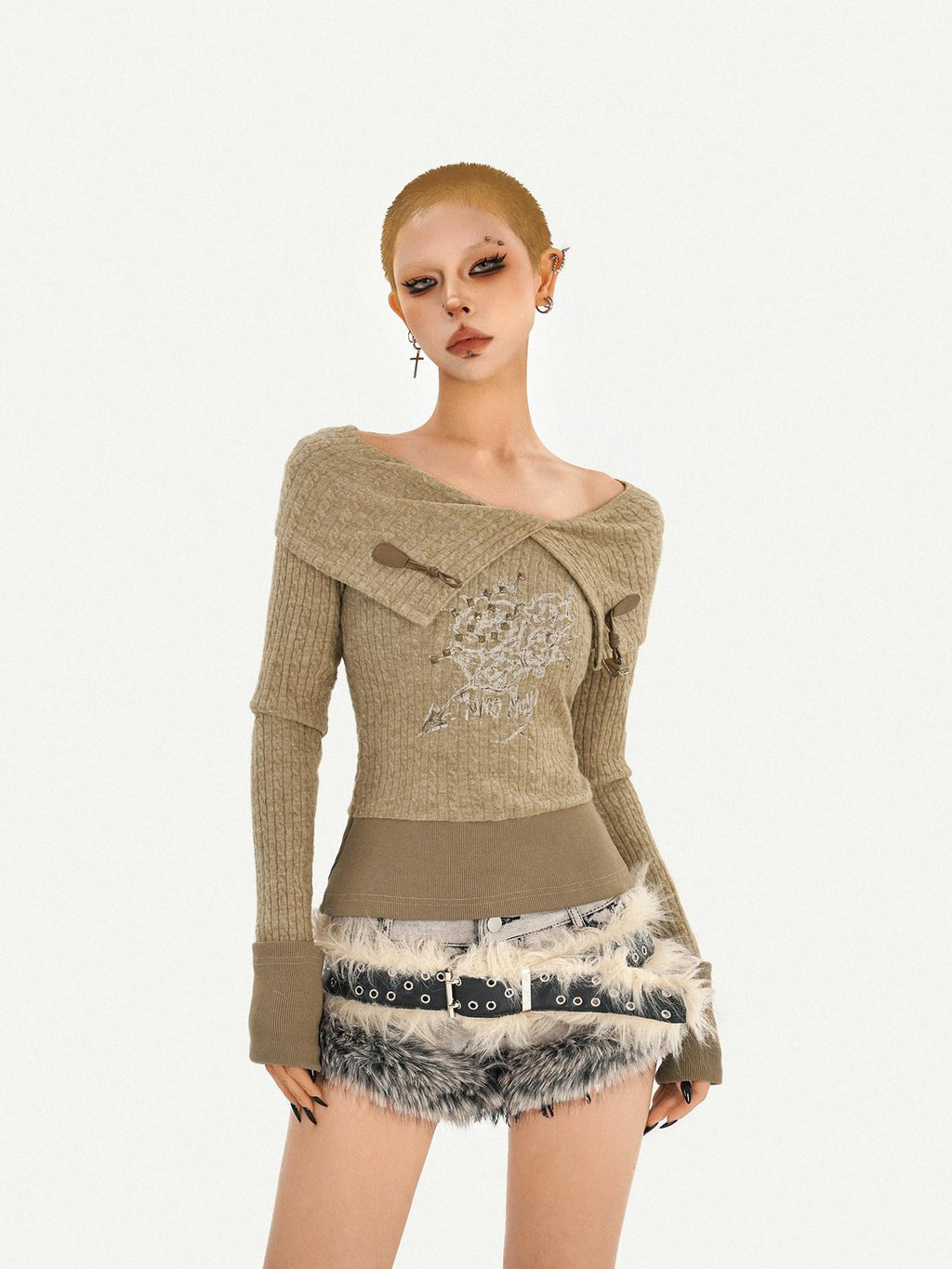 Nico Molly Distressed Low Rise Street Style Button Fly Gray Women Denim Shorts
