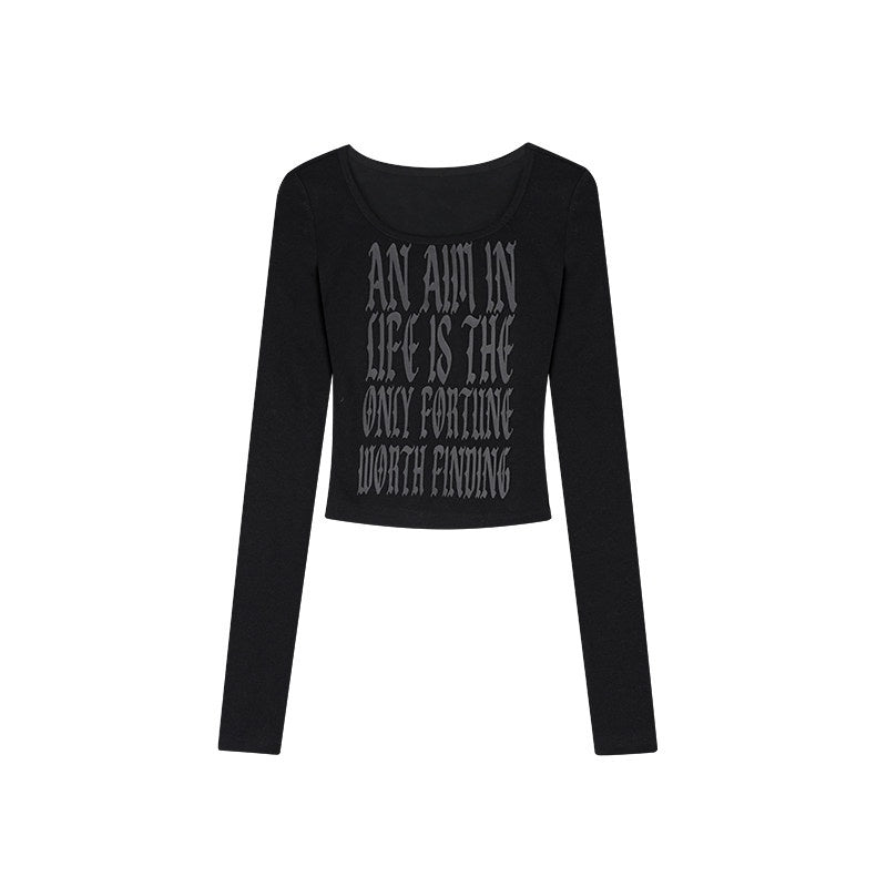ZERO_Sexy_Viscose_Knit_Slim_Fit_Letter_Print_For_Young_Women_Long_Sleeve_Crop_Tops_MISSTT