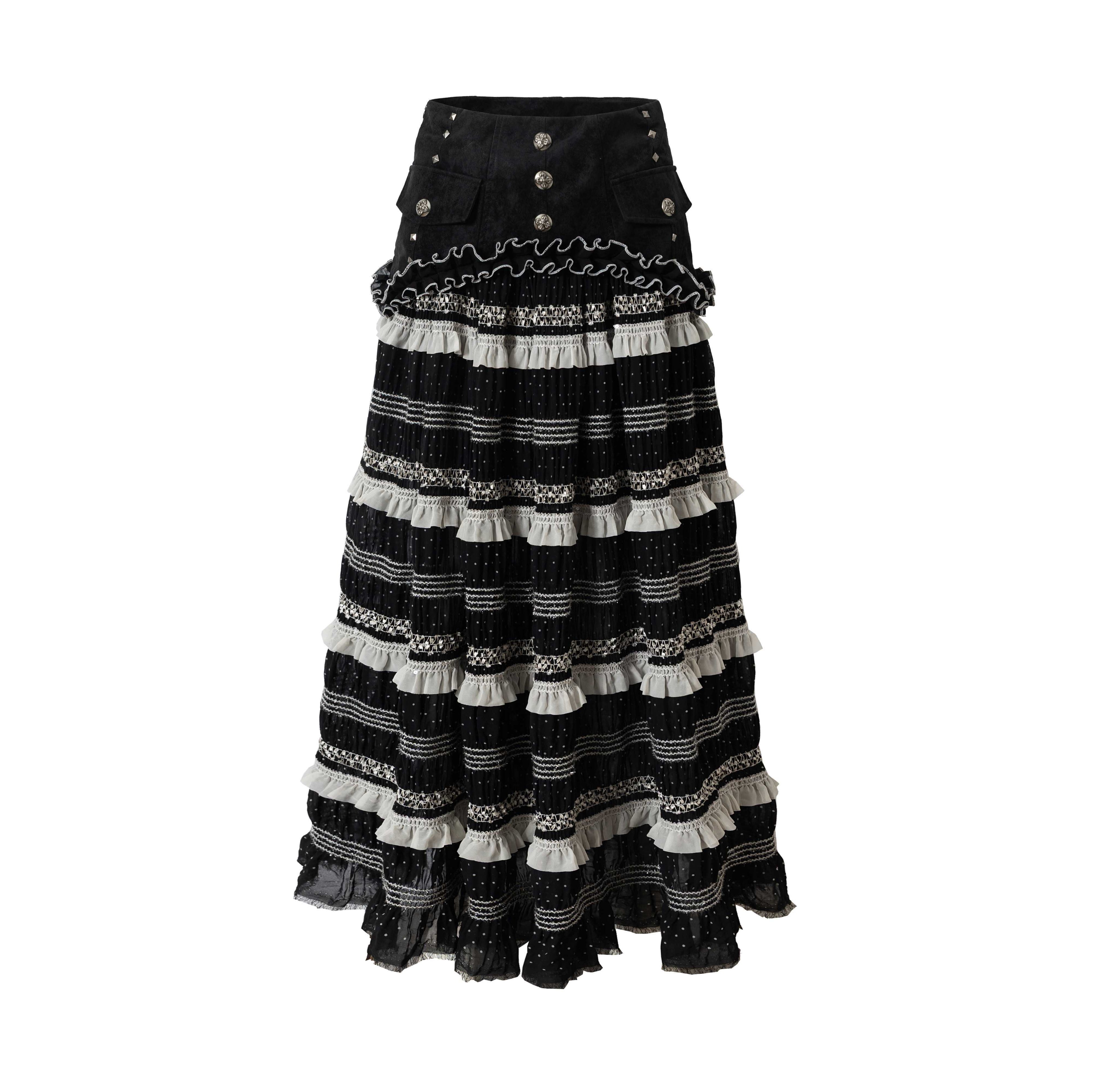 NO_ROMANCE_Polka_Dot_Lace_Panel_Ruched_A_Line_Women'S_Pu_Polyester_Viscose_Maxi_Dresses_MISSTT