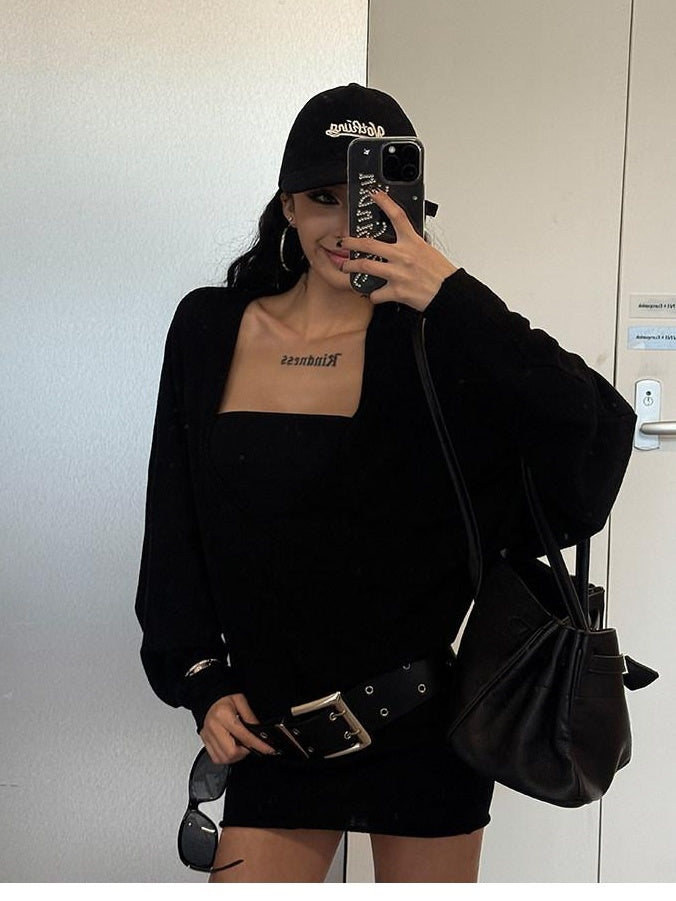 ZERO Batwing Sleeve Two Piece Oversized Midlength Pullover Casual Women Cami Knitwear