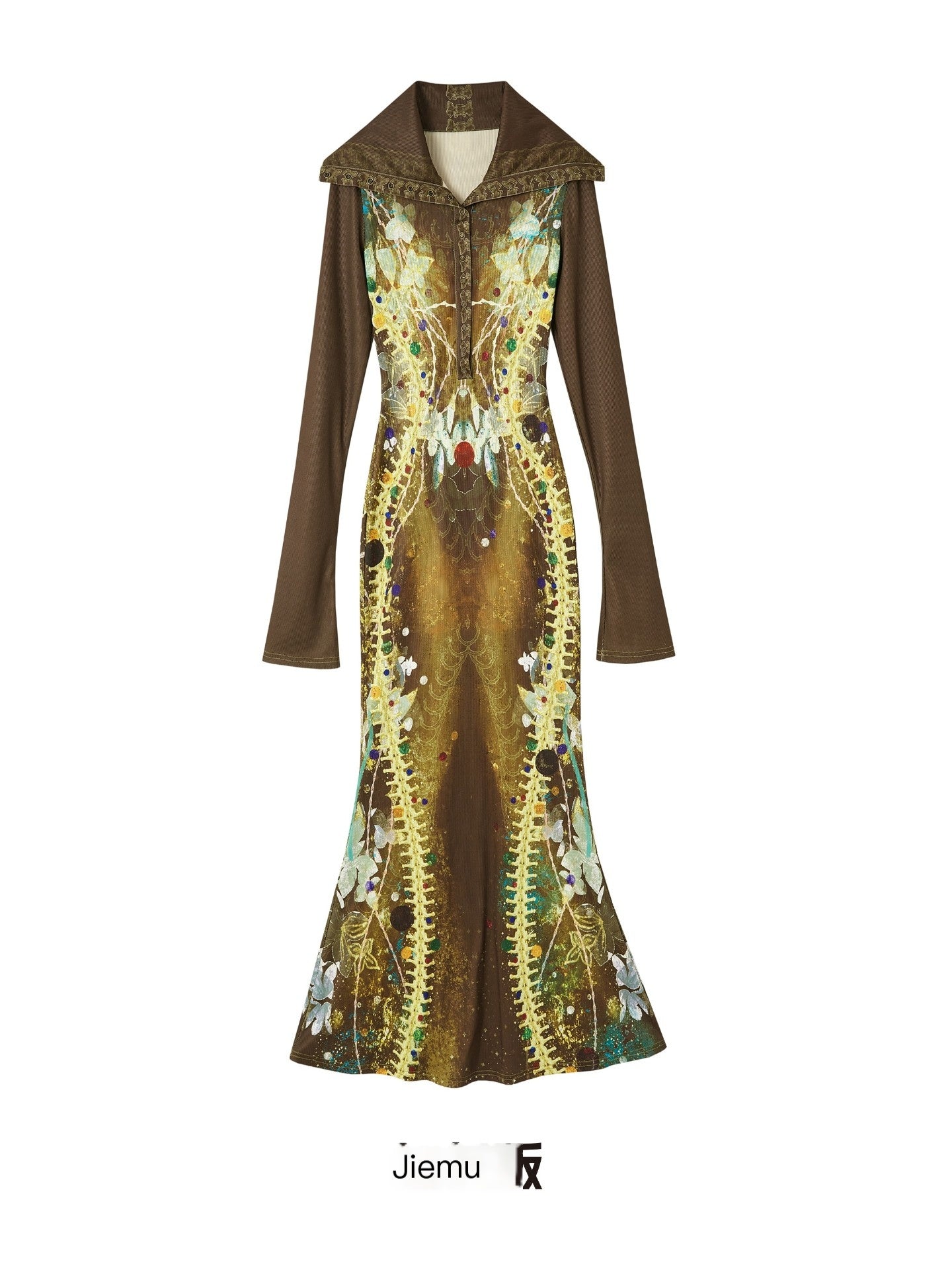 OfAkiva_Minimalist_Printed_High_Waist_Fitted_Long_Sleeve_High_Neck_Women_Maxi_Dresses_MISSTT