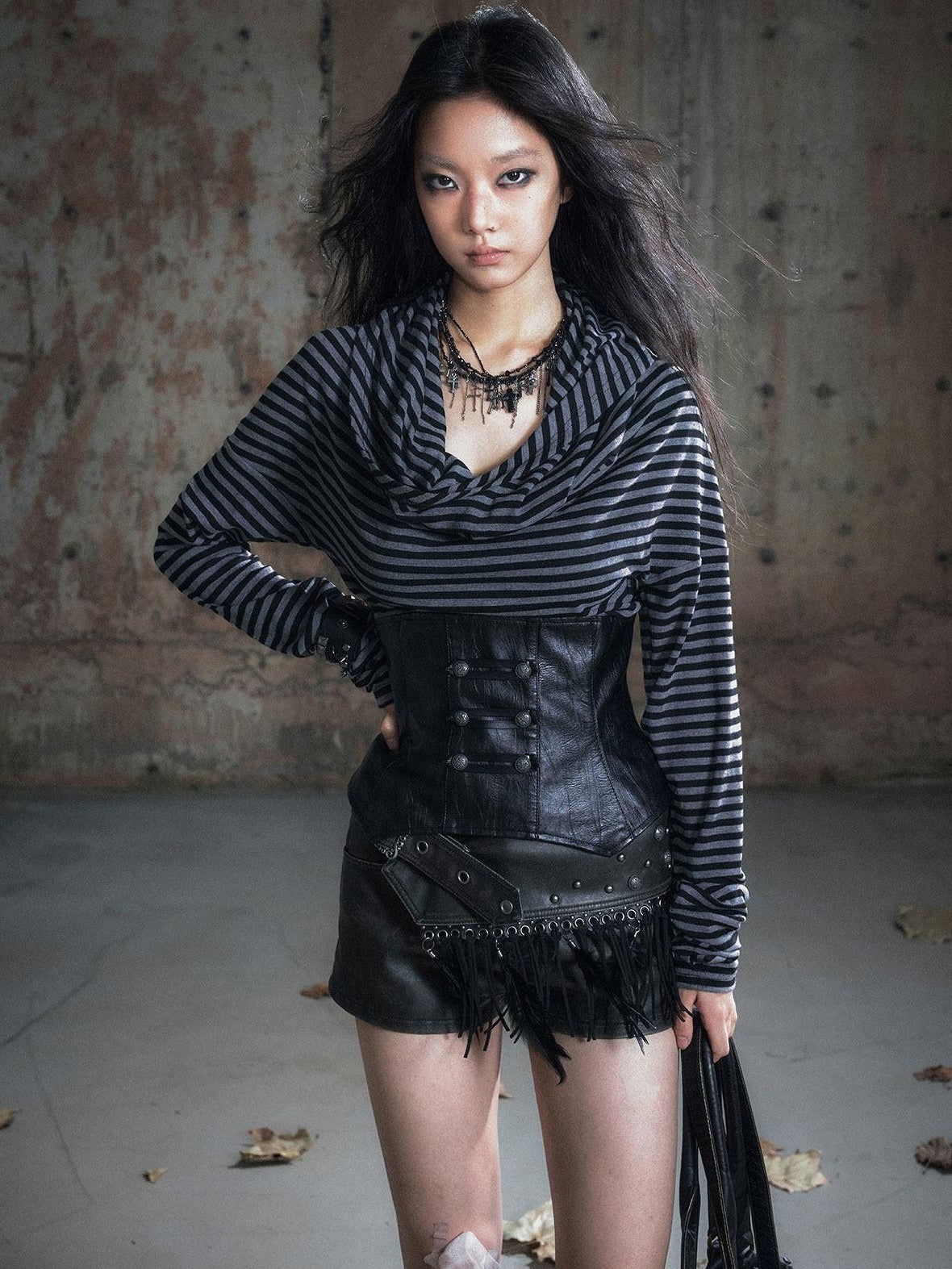 Cest Nous Vintage Slim Striped Hollowout Pullover Women Viscose Knit Longsleevet-Shirts