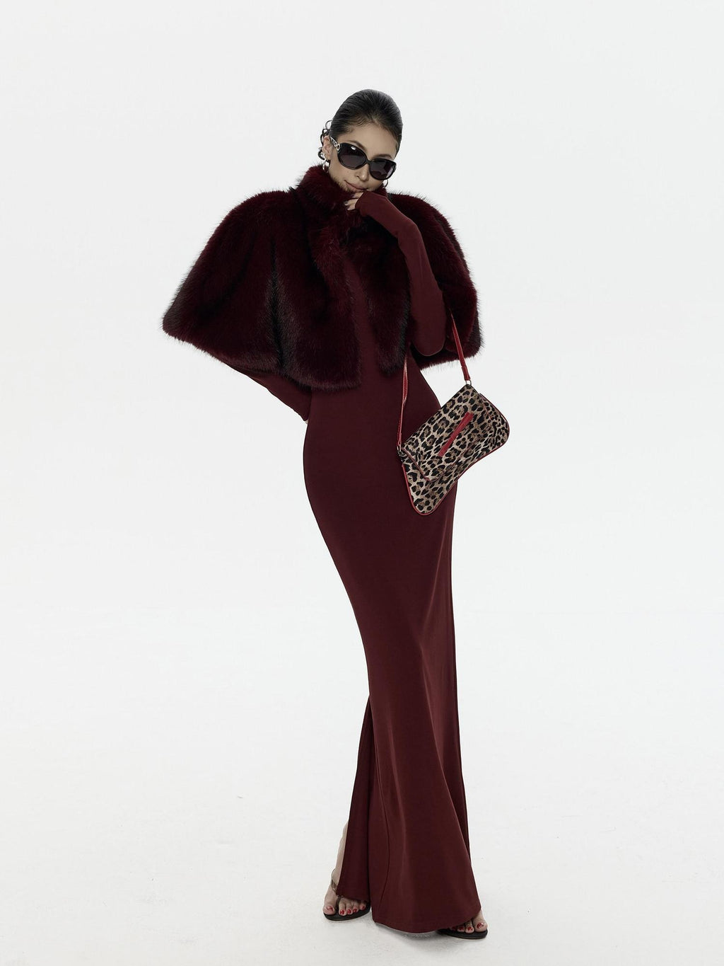ZERO Soft Stretch Viscose T Shirt Long Sleeve Casual Deep Red Maxi Dresses
