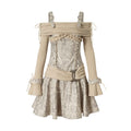 NO_ROMANCE_Punk_Leather_Trim_One_Shoulder_Long_Sleeve_Aline_Women'S_Knit_Mini_Dresses_MISSTT