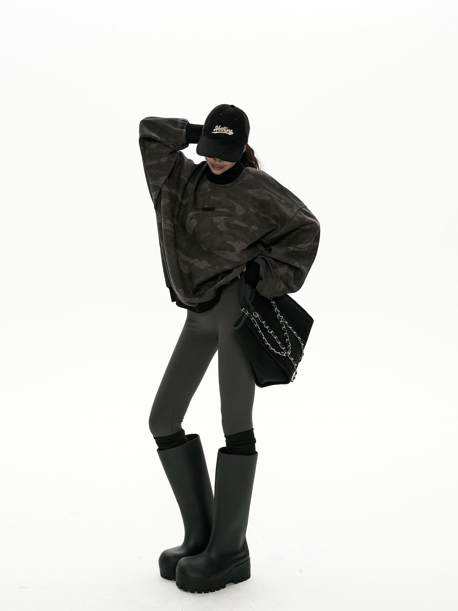 ZERO Cozy Cotton Fleece Option Street Style Oversized Crew Neck Women Sweatshirt