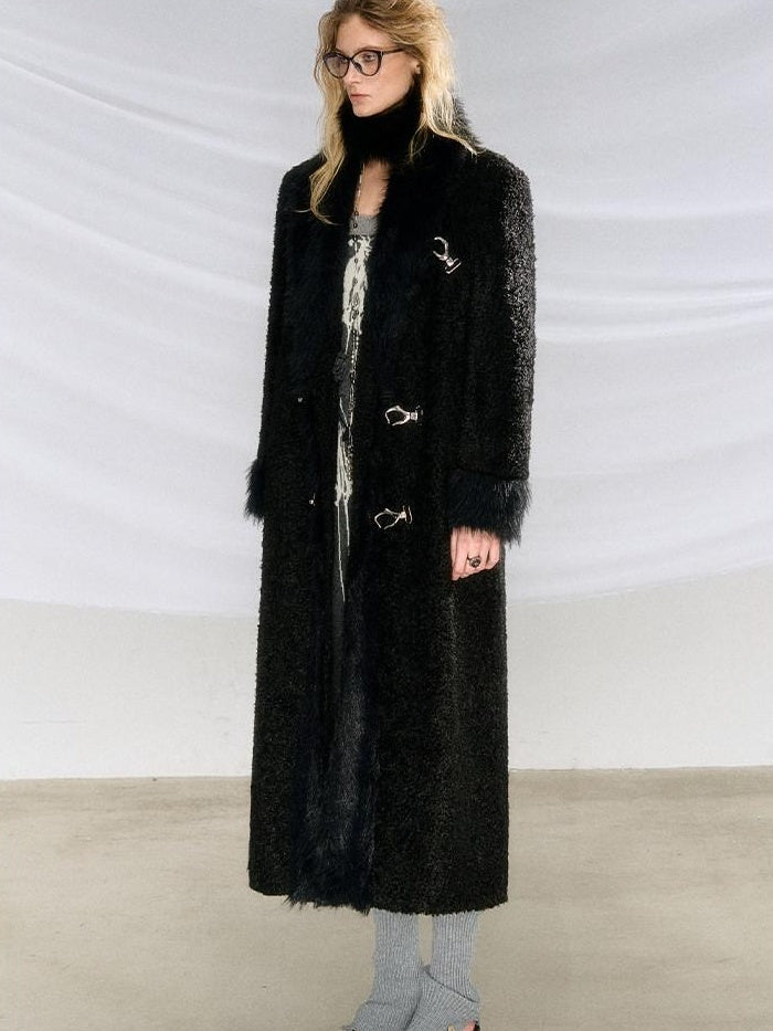OfAkiva Warm Thick Wool Oversized Commuter Blazer Pocket Women Long Coats