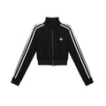 ZERO_Slim_Fit_Stand_Collar_Zip_Short_Casual_Printed_Black_Women_Polyester_Sweatshirt_MISSTT