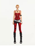 Nico Molly Padded Slim Punk Style Nylon Outerwear For Women Red Solid Tank Camisoles