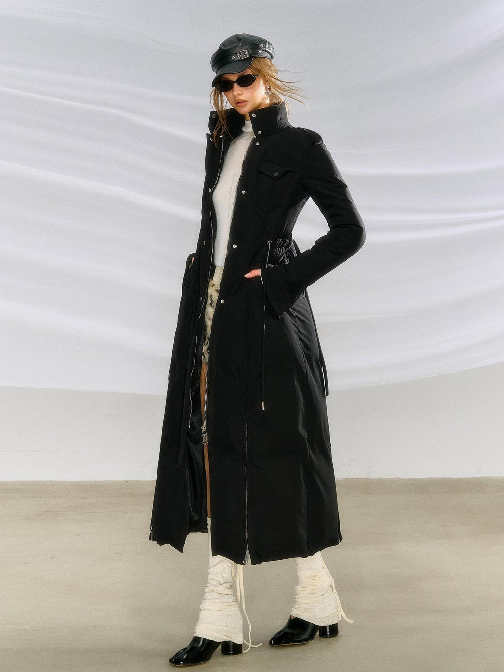 OfAkiva 90% White Goose Down Waterproof Loose Long High Waist Puffer Women Down Jackets