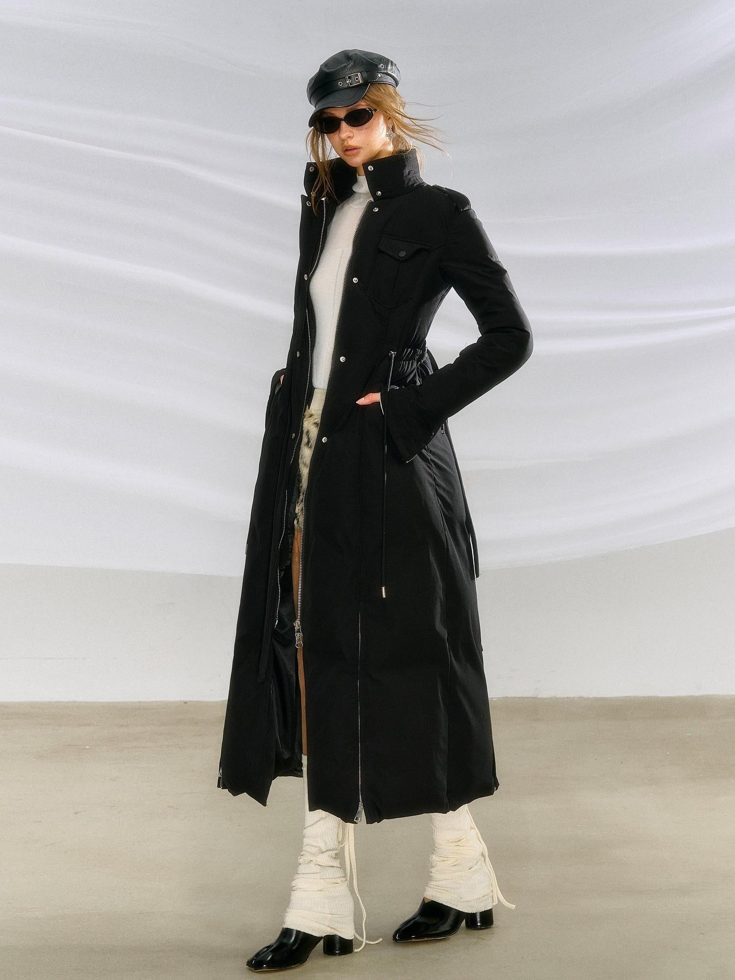 OfAkiva 90% White Goose Down Waterproof Loose Long High Waist Puffer Women Down Jackets