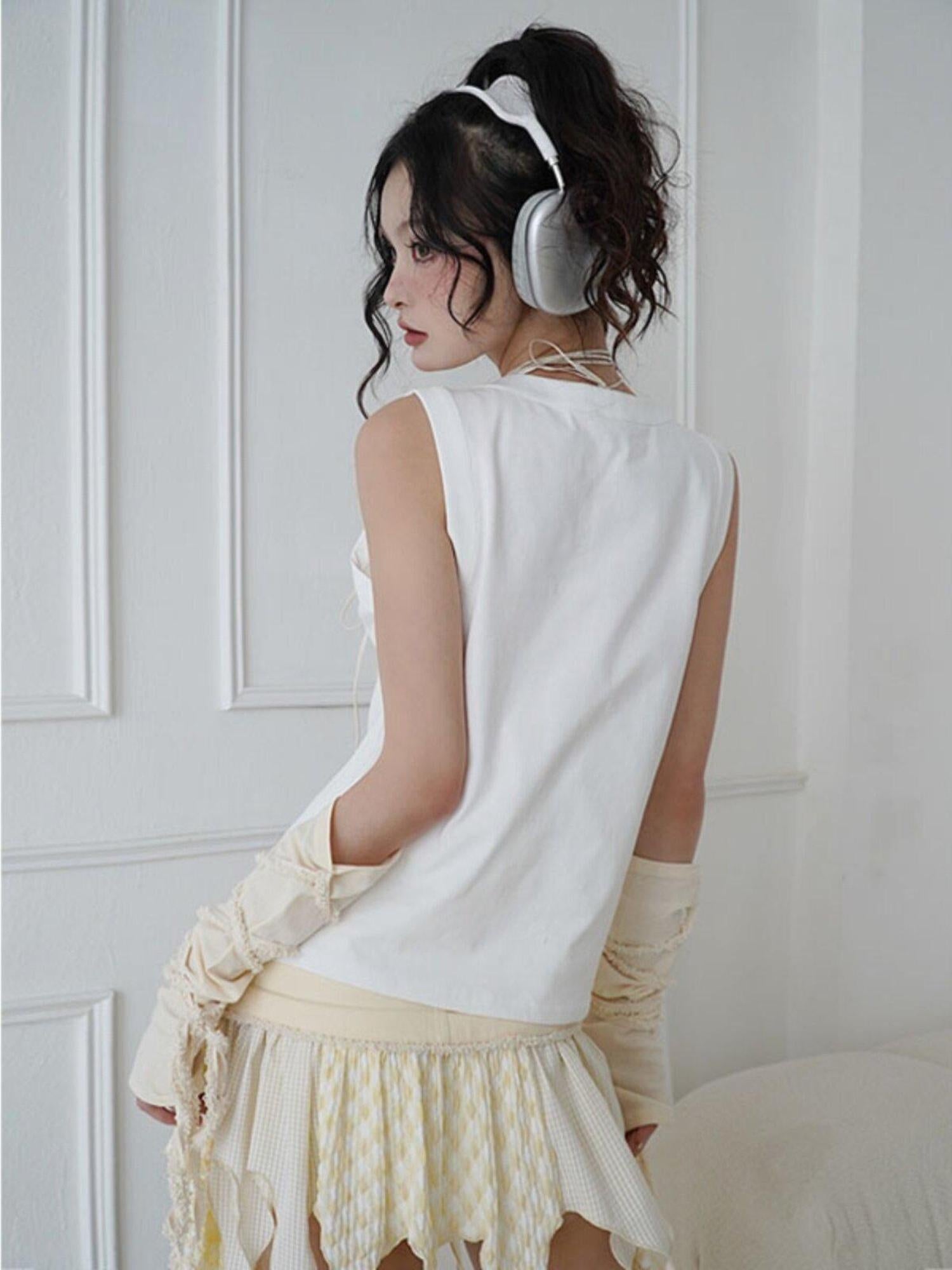 WSW Pure Cotton Original Design Regular Fit One Size White Tank Tops