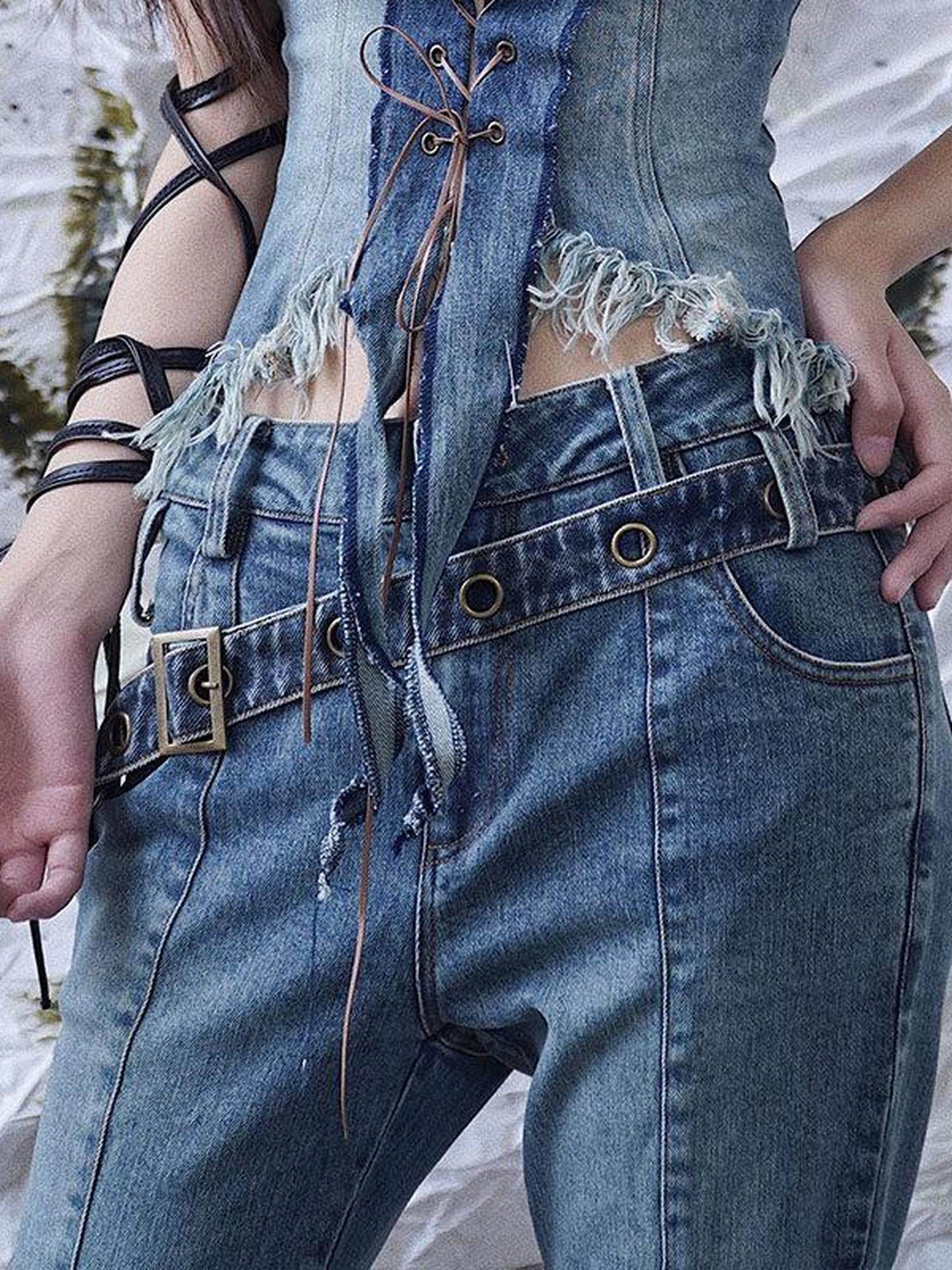 WSW Adjustable 106Cm Durable Denim Blue Canvas Alloy Buckle Youth Casual Belts