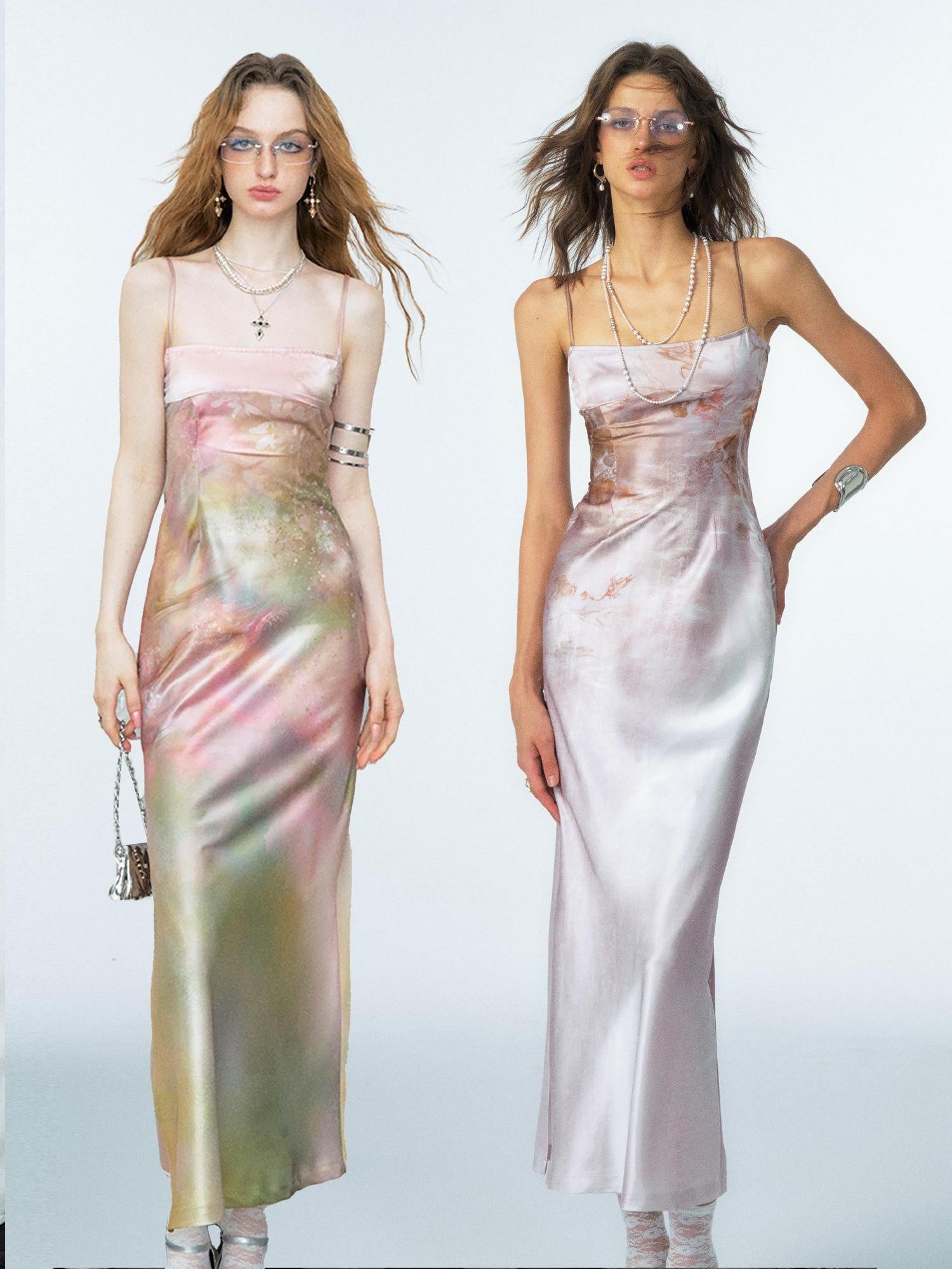 OfAkiva Organza Ombre High Waist Sexy A Line Slip Women Citywalk Maxi Dresses