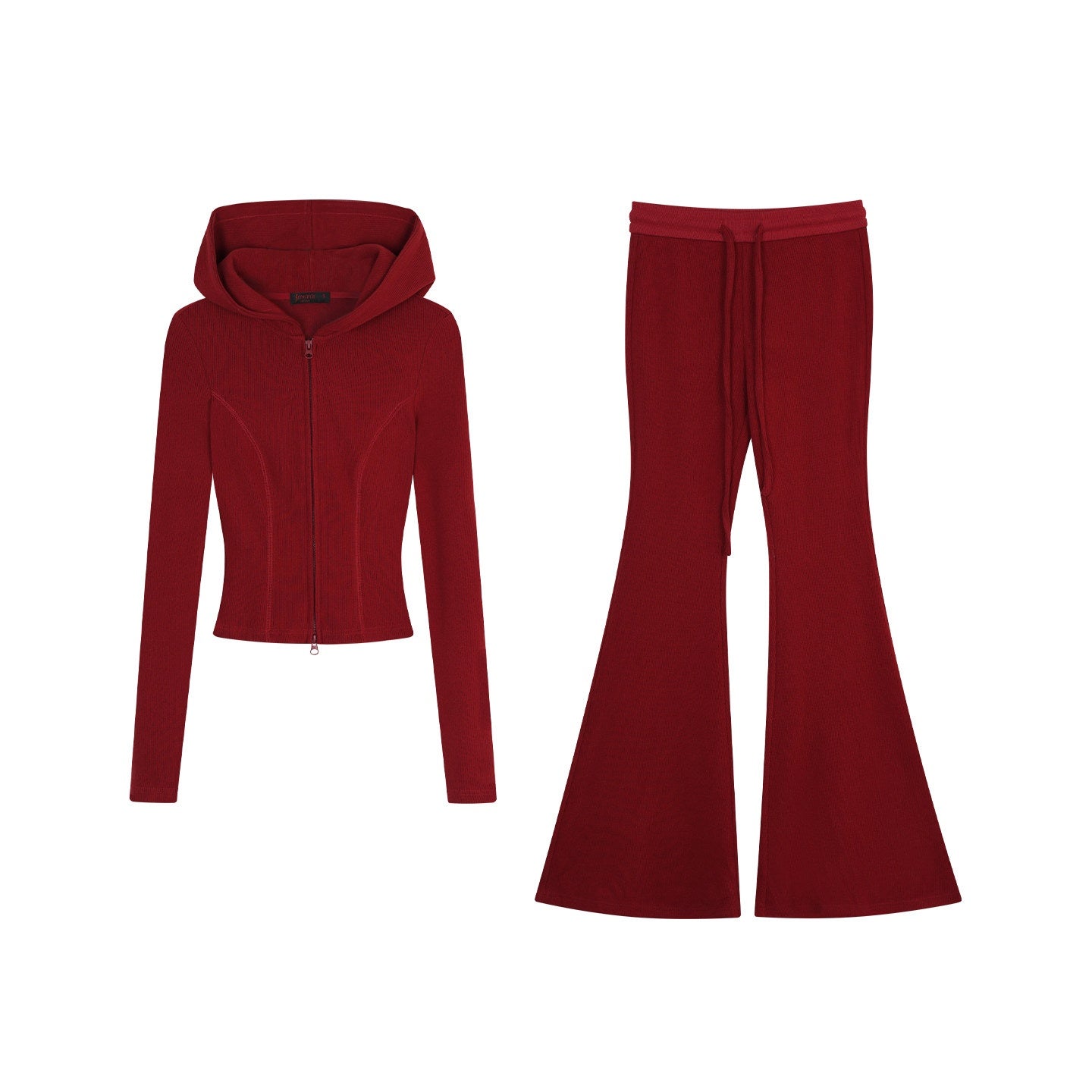 ZERO_Soft_Stretch_Hooded_Sweatshirt_High_Waist_Pants_Casual_Women_Red_Top_&_Pants_Sets_MISSTT