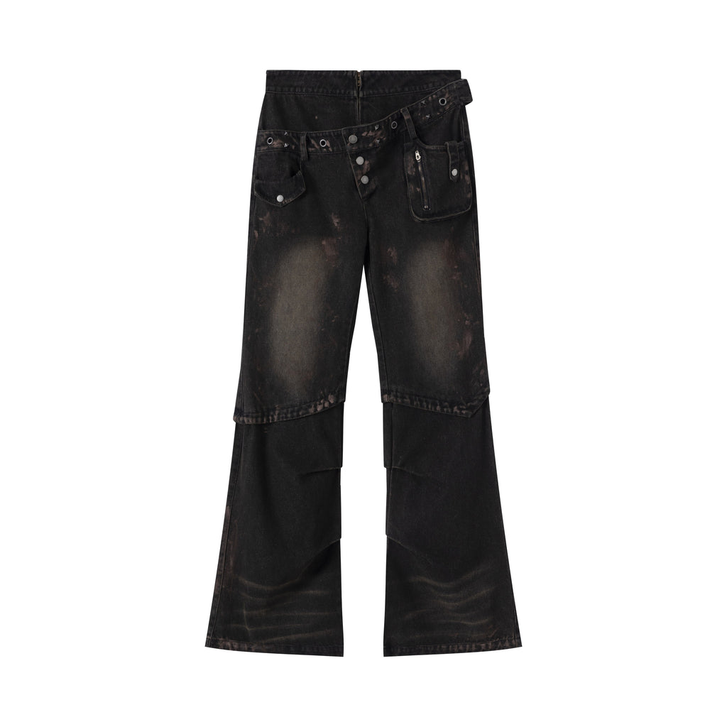 Cest_Nous_Patchwork_Punk_Low_Waist_Asymmetric_Women_Washed_Black_Cotton_Straightlegjeans_MISSTT