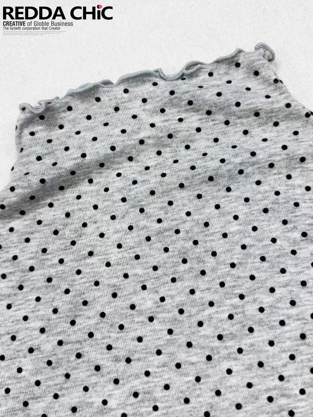 REDDACHIC Gray Polka Dot Knit Half Turtleneck Slim Women'S Long Sleeve T-Shirts