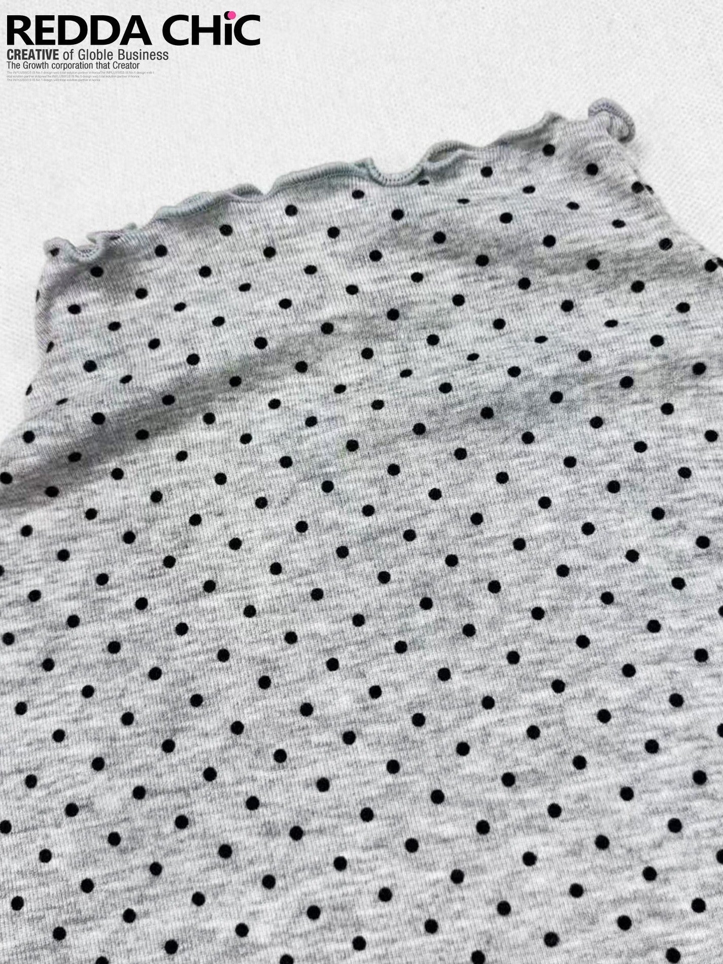 REDDACHIC Gray Polka Dot Knit Half Turtleneck Slim Women'S Long Sleeve T-Shirts