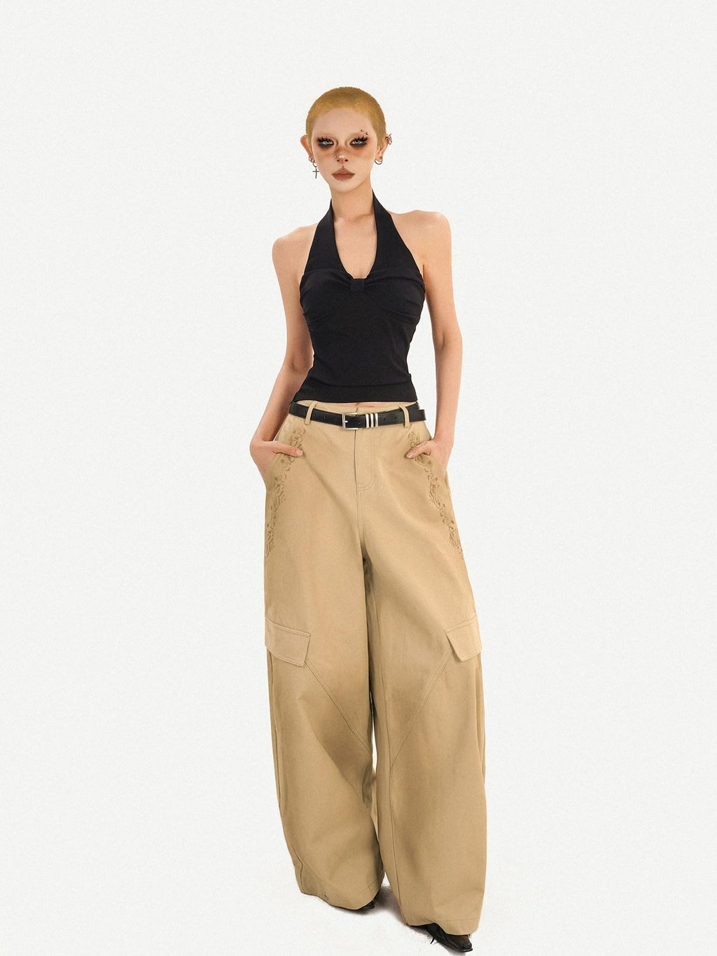 Nico Molly Sexy Slim Fit Halter V-neck Women Pullover Cropped Solid No Padding Camisoles