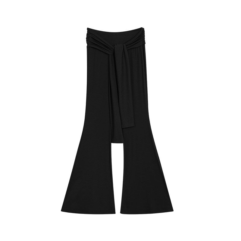ZERO_High_Stretch_Tie_Crop_Tee_Slim_Fit_Long_Sleeve_Solid_Top_&_Pants_Sets_MISSTT