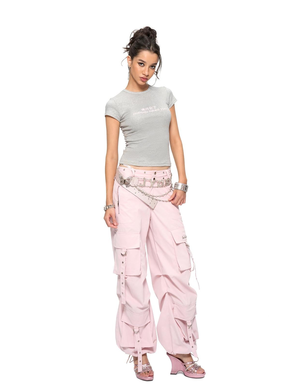JYOSEI Rhinestone Print Slim Fit Casual Women Cotton Spandex Basic Crop Tops