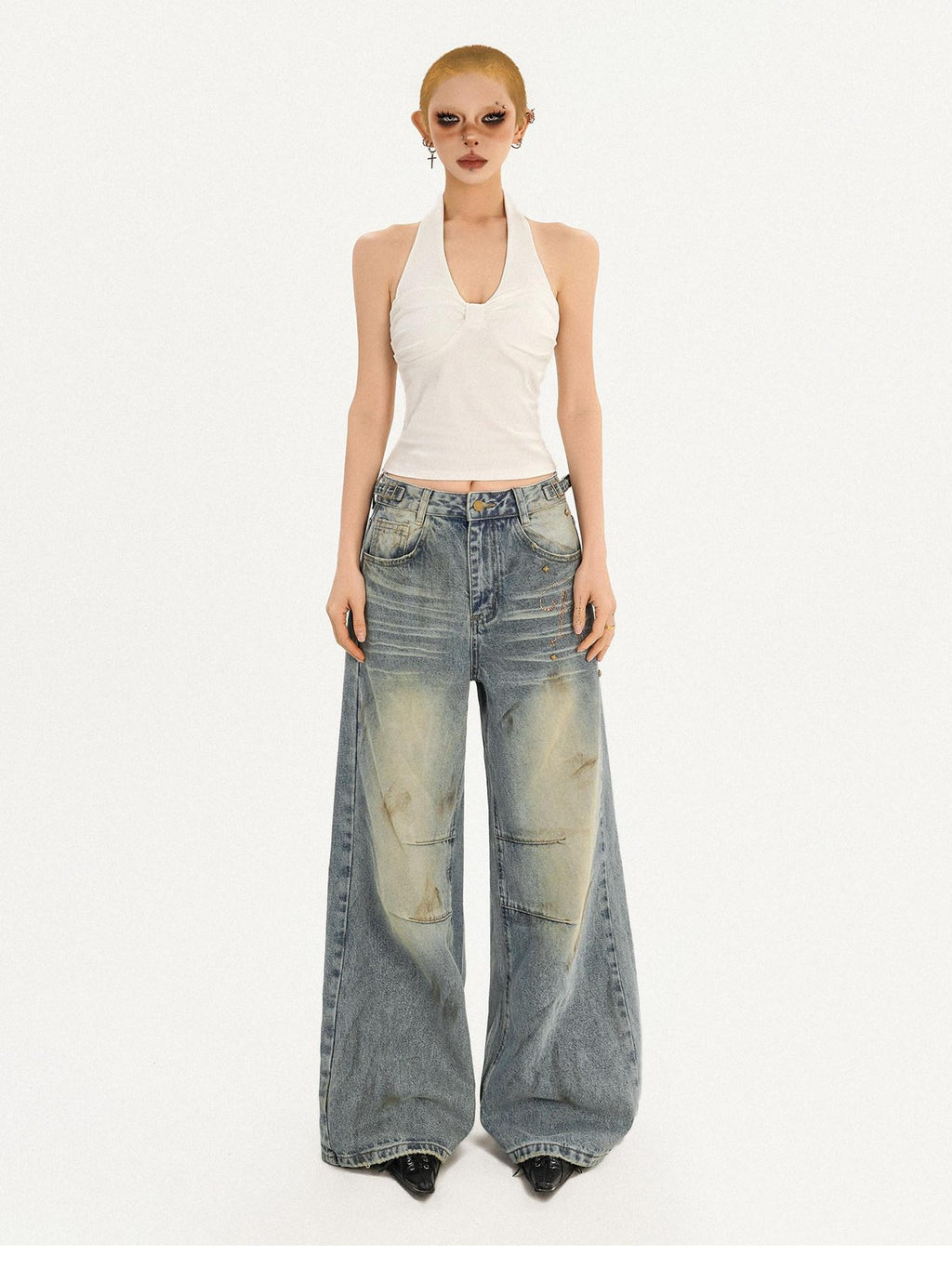 Nico Molly Sexy Slim Fit Halter V-neck Women Pullover Cropped Solid No Padding Camisoles