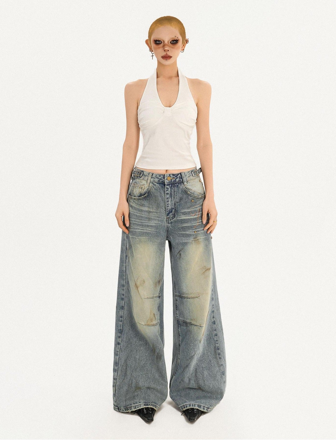 Nico Molly Sexy Slim Fit Halter V-neck Women Pullover Cropped Solid No Padding Camisoles