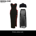 REDDACHIC_New_Chinese_Gothic_Colorblock_Strapless_Bodycon_Pencil_Women'S_Top_&_Skirt_Sets_MISSTT
