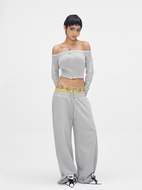 JYOSEI 100% Cotton Zip Long Sleeve Sexy Sweatshirt Pants Women Top & Pants Sets