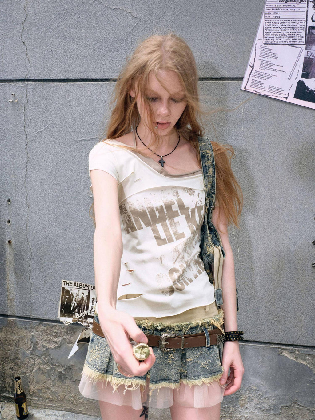 Cest Nous Soft Cotton Blend V-neck Punk Short Sleeve Women Beige Sage Offshouldercroptops